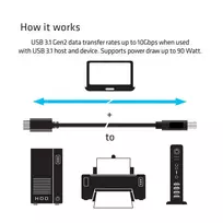 usb b c - Club 3D USB 3.1 Gen2 Type-C To Type-B Cable M/M 1m Black - 3 nuotrauka