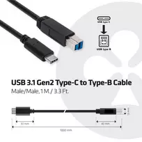 usb b c - Club 3D USB 3.1 Gen2 Type-C To Type-B Cable M/M 1m Black - 4 nuotrauka