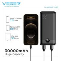 isorine baterija 30000 - Veger L30 (W3008PD), 30000mAh, 20W, juodas - 9 nuotrauka