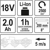 teleskopinis saku pjuklas - YATO YT-82836 | Li-ion | 18V | 200-280CM - 4 nuotrauka