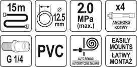 pneumatine oro rite - Yato Pneumatinė žarna su automatine rite 15m x 12,5mm (YT-24246) - 2 nuotrauka