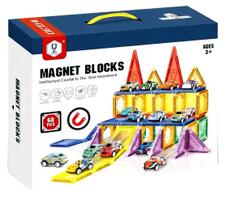 magnetines detales - Magnetinis konstruktorius su mašinėlėmis „Magnetic Blocks”, 68 detalių - 2 nuotrauka