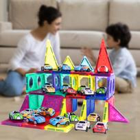 magnetines detales - Magnetinis konstruktorius su mašinėlėmis „Magnetic Blocks”, 68 detalių - 5 nuotrauka