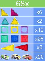 magnetines detales - Magnetinis konstruktorius su mašinėlėmis „Magnetic Blocks”, 68 detalių - 6 nuotrauka