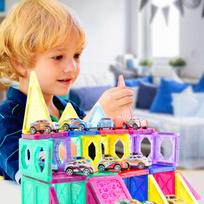magnetines detales - Magnetinis konstruktorius su mašinėlėmis „Magnetic Blocks”, 68 detalių - 8 nuotrauka