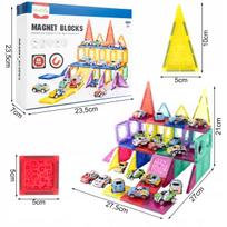 magnetines detales - Magnetinis konstruktorius su mašinėlėmis „Magnetic Blocks”, 68 detalių - 12 nuotrauka