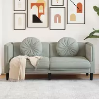 vidaXL Dvivietė sofa su pagalvėlėmis, šviesiai pilka (Light Grey), aksomas