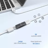 kabelis 240w - USB adapteris MicroConnect USB-C - USB-C Pilkas (USB-C adapteris F-F) - 3 nuotrauka
