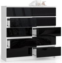 balta juoda komoda - Komoda Akord K120 10SZ CLP, balta/juoda, 40 cm x 120 cm x 121 cm - 5 nuotrauka