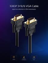 vga kabelis - VGA cable UGREEN VG101, FullHD, 3m (black) - 4 nuotrauka