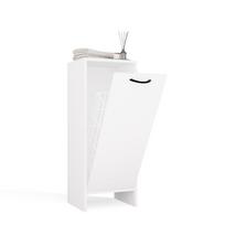 spintele su skalbiniu krepsiu 30 - Vonios spintelė Topeshop NINA 1K, balta (White) - 3 nuotrauka