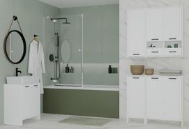 spintele su skalbiniu krepsiu 30 - Vonios spintelė Topeshop NINA 1K, balta (White) - 6 nuotrauka