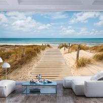 Fototapetas Artgeist Vacation Landscape - Wooden Path Leading To The Tranquil Sea XXLNEW011159SAM, 210 cm x 294 cm