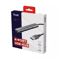 usb a sakotuvas - Trust Halyx 4 prievadų USB 3.2 Gen 1 šakotuvas Juodas, Pilkas (Black, Grey) - 2 nuotrauka