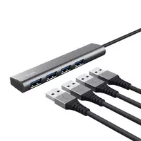 usb a sakotuvas - Trust Halyx 4 prievadų USB 3.2 Gen 1 šakotuvas Juodas, Pilkas (Black, Grey) - 4 nuotrauka