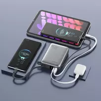 powerbank 20000 mah - 4smarts Pocket Dual Cord 20000mAh 22.5W, pilkas (grey) - 4 nuotrauka