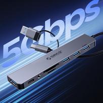 usb a sakotuvas - Orico YSB4-U2 USB-A/USB-C šakotuvo prijungimo stotis 2x USB-A 2.0 + 1x USB-A 3.0 + 1x USB-C 2.0 + 1x USB-C - Pilkas (Gray) - 2 nuotrauka