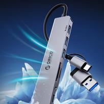 usb a sakotuvas - Orico YSB4-U2 USB-A/USB-C šakotuvo prijungimo stotis 2x USB-A 2.0 + 1x USB-A 3.0 + 1x USB-C 2.0 + 1x USB-C - Pilkas (Gray) - 4 nuotrauka