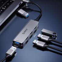 usb a sakotuvas - Orico YSB4-U2 USB-A/USB-C šakotuvo prijungimo stotis 2x USB-A 2.0 + 1x USB-A 3.0 + 1x USB-C 2.0 + 1x USB-C - Pilkas (Gray) - 7 nuotrauka