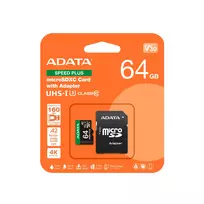 atminties kortele v30 - ADATA Speed Plus 64GB microSDXC UHS-I U3 V30 A2 Class 10 UD64GUI3V30A2SP-RA1 - 8 nuotrauka