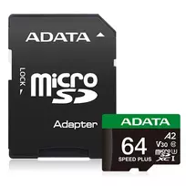 atminties kortele v30 - ADATA Speed Plus 64GB microSDXC UHS-I U3 V30 A2 Class 10 UD64GUI3V30A2SP-RA1 - 9 nuotrauka