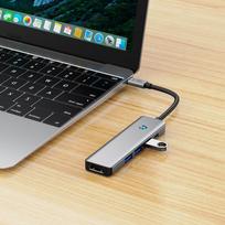 usb c hub 4k 60hz - Tech-Protect HB01 HUB Adapteris 5in1 USB-C + USB3.0 + HDMI 4K 60Hz + PD100W Pilkas (Gray) - 3 nuotrauka