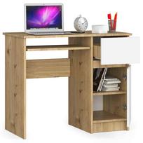 kompiuterinis stalas - Rašomasis stalas su spintele Akord Furniture Factory Piksel, 90 cm x 50 cm, 77 cm, ąžuolo sp./balta sp. - 4 nuotrauka