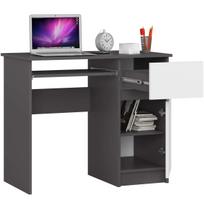ermitazas stalai - Rašomasis stalas su spintele Akord Furniture Factory Piksel Right, 90 cm x 50 cm, 77 cm, balta sp./grafito sp. - 5 nuotrauka