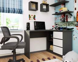 ermitazas stalai - Akord B16 Kampinis rašomasis stalas, antracito/balta (Anthracite/White) - 3 nuotrauka