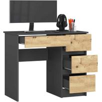 staliukas oak - Rašomasis stalas su stalčiais Akord A-7, 90 cm x 50 cm, 77 cm, pilka sp./artisan oak sp. - 4 nuotrauka