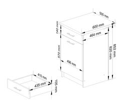olivia virtuve - Apatinė virtuvinė spintelė Akord Furniture Factory Oliwia S50 SZ1, balta/pilka, 46 cm x 50 cm x 85 cm - 4 nuotrauka