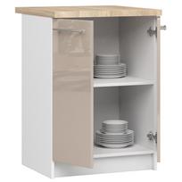 olivia virtuve - Apatinė virtuvinė spintelė Akord Furniture Factory Oliwia S60 2D, balta/šviesiai ruda, 46 cm x 60 cm x 85 cm - 6 nuotrauka