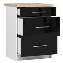 apatine virtuvine spintele - Apatinė virtuvinė spintelė Akord Oliwia S60, balta/juoda, 60 cm x 60 cm x 85 cm - 6 nuotrauka