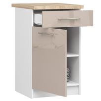 olivia virtuve - Apatinė virtuvinė spintelė Akord Furniture Factory Oliwia S50 SZ1, balta/šviesiai ruda, 46 cm x 50 cm x 85 cm - 6 nuotrauka