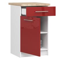olivia virtuve - Apatinė virtuvinė spintelė Akord Furniture Factory Oliwia S50 SZ1, balta/raudona, 46 cm x 50 cm x 85 cm - 6 nuotrauka