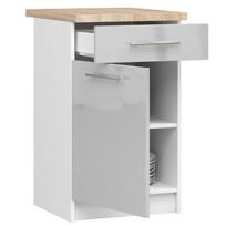 olivia virtuve - Apatinė virtuvinė spintelė Akord Furniture Factory Oliwia S50 SZ1, balta/sidabro, 46 cm x 50 cm x 85 cm - 6 nuotrauka