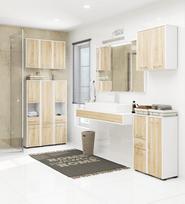 laisvai pastatomos vonios spinteles - Vonios spintelė Akord Fin S30, balta/ąžuolo (White/Oak) - 2 nuotrauka