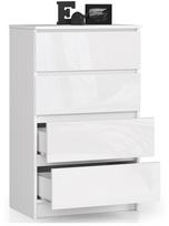 stalciai 60 cm - Komoda NORE K60 su 4-iais stalčiais, balta - 6 nuotrauka