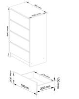 stalciai 60 cm - Komoda NORE K60 su 4-iais stalčiais, šviesiai ruda - 5 nuotrauka