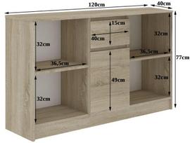 komoda 120 - Komoda NORE B17, 120 cm, ąžuolo spalvos - 4 nuotrauka