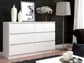 balta komoda - Komoda Akord K140, balta, 40 cm x 138.4 cm x 77 cm - 6 nuotrauka