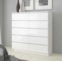 komoda 160 - Komoda Akord K160 su 10 stalčių, balta (White) - 4 nuotrauka