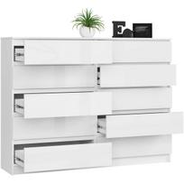 komoda 160 - Komoda Akord K160 su 10 stalčių, balta (White) - 7 nuotrauka
