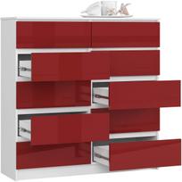 komoda 120 - Komoda Akord K120, balta/raudona, 40 cm x 120 cm x 121 cm - 6 nuotrauka