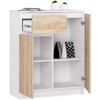 komoda medzio balta - Komoda Akord Furniture Factory K80 OP0LKOMK80BIASON, balta/medžio, 80 cm x 40 cm x 99 cm - 4 nuotrauka