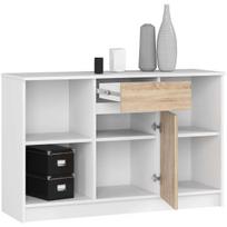 komoda 120 - Komoda Akord B-17, balta/sonoma ąžuolo, 40 cm x 120 cm x 77 cm - 7 nuotrauka