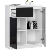 komoda akord - Komoda Akord K80, balta/juoda, 80 cm x 40 cm x 99 cm - 4 nuotrauka