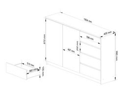 komoda akord - Komoda Akord Furniture Factory K013, balta, 160 cm x 40 cm x 99 cm - 5 nuotrauka