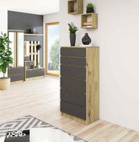 komoda akord - Komoda Akord K60, ąžuolo/pilka, 60 cm x 40 cm x 130 cm - 3 nuotrauka