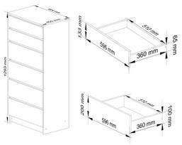 komoda akord - Komoda Akord K60, ąžuolo/pilka, 60 cm x 40 cm x 130 cm - 4 nuotrauka